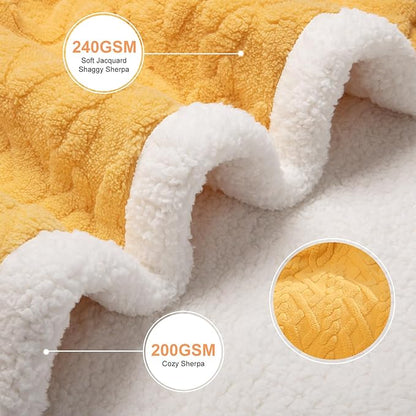 King Size Electric Blanket 100"X90" Yellow - Soft Thick Warm Sherpa Heated Blanket for Winter with Dual Control, 5 Heating Levels & 10hrs Auto Off for Women, Overheat Protection for Bed
