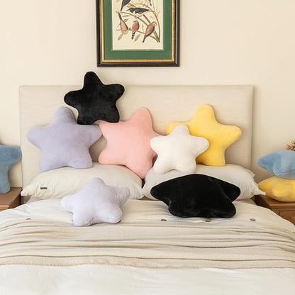 Star Pillow, Decorative Throw Pillow with Plush for Couch, Cute Decor Pillows for Bed, Aesthetic Star Shaped Pillow Fun Cushion for Sofa Living Room (Ivory White, 14.9 Inches)