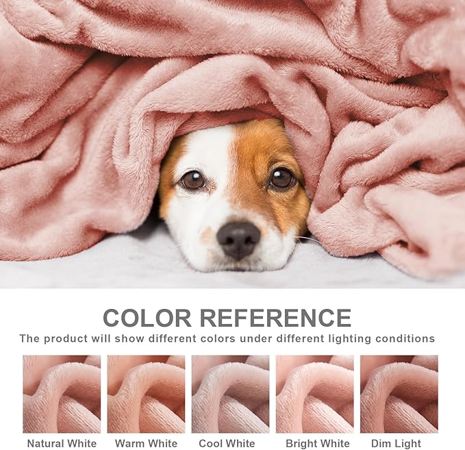 Hansleep Fleece Queen Blanket for Bed Fleece Dusty Pink, Queen Size Super Soft Flannel Fuzzy Plush Cozy Blanket for All Seasons, Dusty Pink, Queen 90x90 Inches