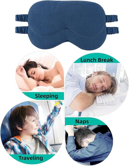 HBHLFZ Sleep Mask 2 Pack - Bamboo Viscose Fiber Sleeping Eye Mask - with Elastic Band/Headband - Comfort Sleeping Shade - for Nighttime Sleeping, Traveling & Napping（Navy Blue）