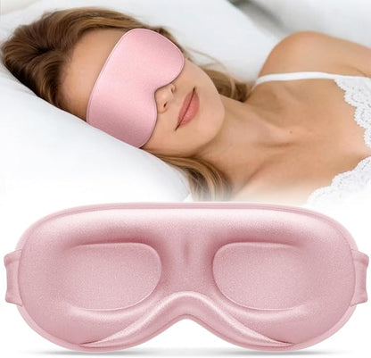Sleep Mask for Women Men - 100% Blackout Eye Masks for Sleep - 3D Soft Sleeping Mask for Side Sleepers - Zero Pressure Lash Extensions Eye Cover Shade for Airplane Travel Essentials, Pink