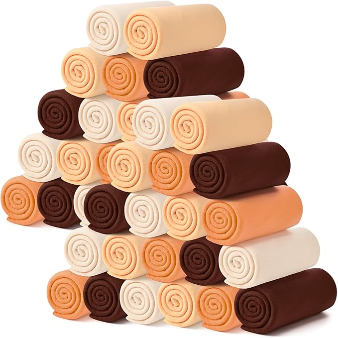 Kinlop Fleece Blanket Bulk 60 x 50 Inch Soft Lightweight Fleece Cozy Blanket Warm Throw Plush Pet Throw for Bed Couch Sofa Home Office Wedding Gifts Travel Camping (Earth Color)