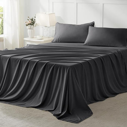 Anluoer King Size Bed in a Bag 7 Pieces, Dark Grey Bed Comforter Set with Sheets, All Season Bedding Sets with 1 Comforter,2 Pillow Shams,2 Pillowcases, 1 Flat Sheet, 1 Fitted Sheet