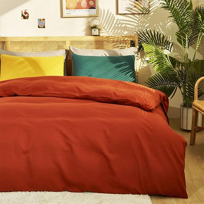 CLOTHKNOW Burnt Orange King Size Comforter Set 3Pcs Terracotta Bedding Comforter Sets Rust Comforter King Caramel Comforter Sets King