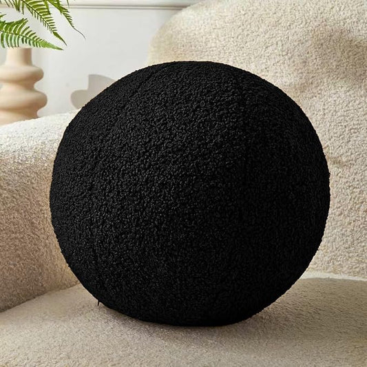 Black Ball Pillow 11.8 Inches Round Black Throw Pillow Simple Modern Ball Shaped Throw Pillow，Nordic Style Cushion Decorative Pillow for Couch,Sofa,Bedroom