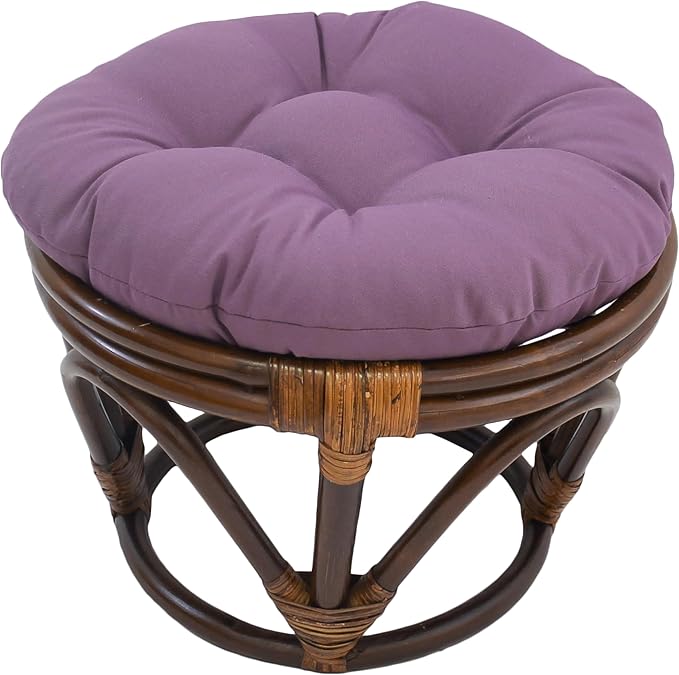 Blazing Needles Solid Twill Round Footstool Cushion, 18", Grape