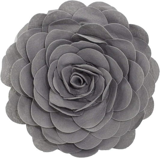 Fennco Styles Eva's Flower Garden Decorative Filled Throw Pillow 13" Round - Slate Floral Accent Pillow for Home, Couch, Bed, Living Room, Holiday and Office Décor
