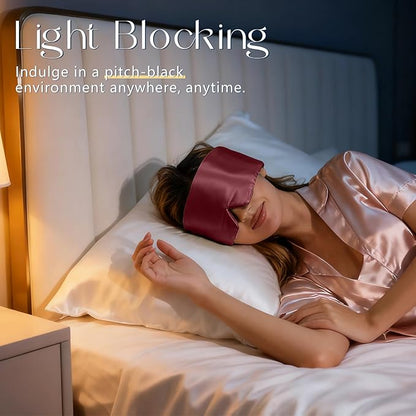 ZIMASILK 100% 22 Momme Mulberry Silk Sleep Mask - Full Silk Filled, Ultra-Soft & Breathable, Face-Hugging Blackout Eye Cover for Sleeping (Burgundy)