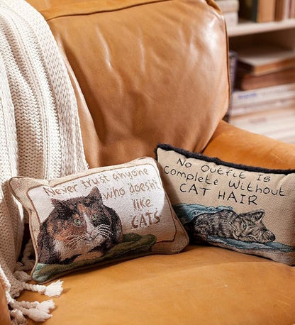 Manual Never Trust Cats 12.5 x 8.5-Inch Decorative Throw Pillow