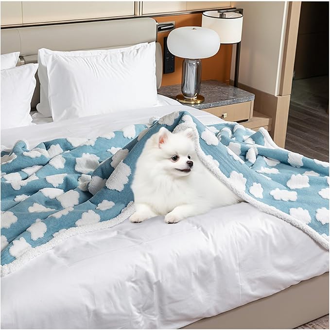 Waterproof Pet Blanket,Dog Bed Covers Couch Sofa Stylish Jacquard Pets Throw Blankets for Puppy Cats Washable Reversible Furniture Protection Covers (Blue Cloud,XL)
