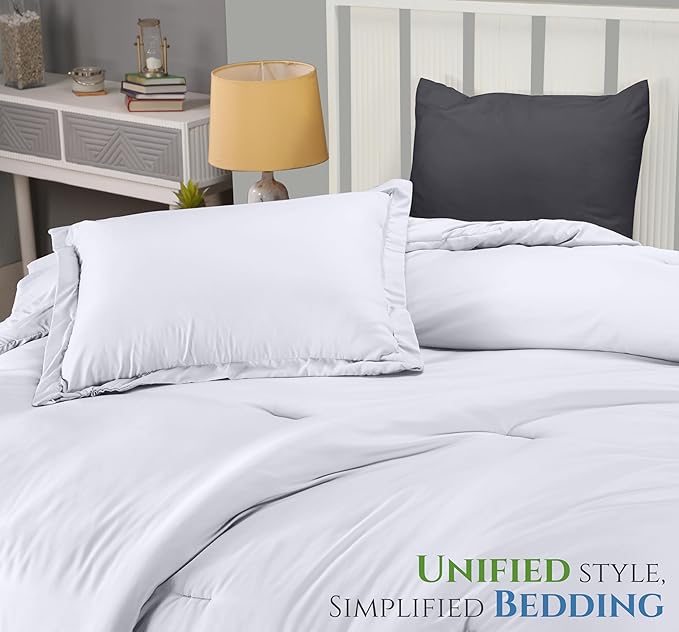 Twin Comforter Set 2 Piece White by Utopia Bedding, Comforters Twin Size, Bedding Comforters Sets, Down Alternative Soft Bed Set, 1 Comforter (64 x 88 inches) 1 Pillow Shams (20 x 26 inches)