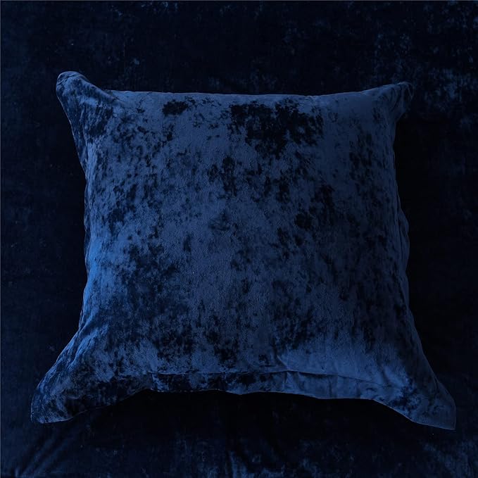Sunshine Nicole Distressed Velvet Comforter Set, Distressed Velvet Face and Brushed Solid Microfiber Reverse, with Light Weight Soft Poly Fill, 5 Pieces Navy, Queen