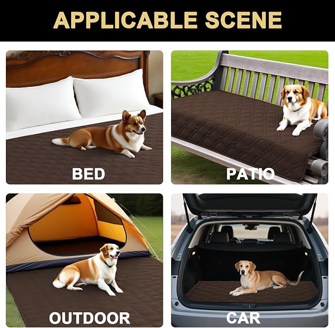 PrinceDeco Waterproof Couch Cover for Dogs Anti-Slip Dog Blanket Cover Washable for Furniture Sofa, Crate, RV Seats,Car, Pet Puppy Essentials (32x62 Inch, Brown)