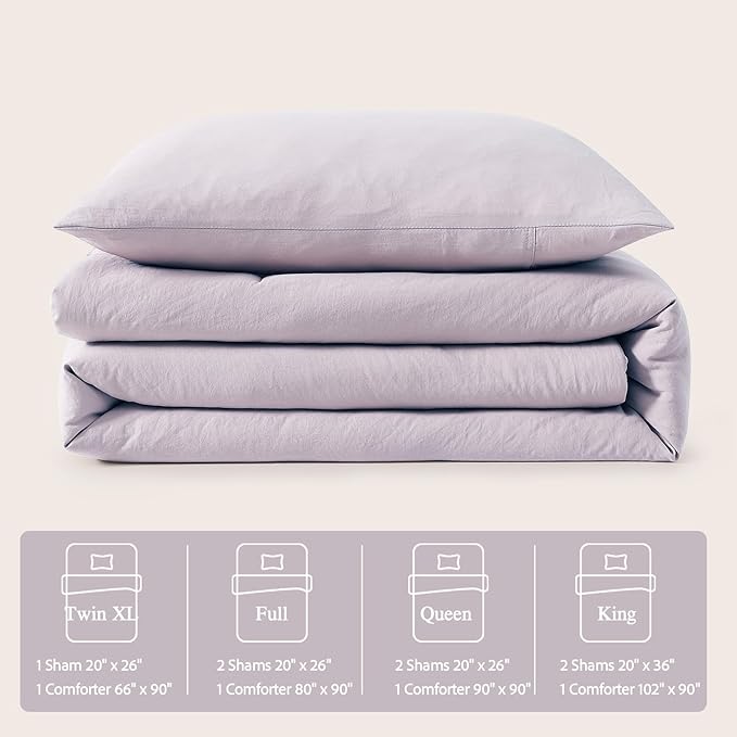 WRENSONGE Twin/Twin XL Comforter Set - 2 Pieces Lilac Comforter Prewashed Soft Lightweight for All Seasons,Fluffy Down Alternative Twin XL Comforter with 1 Pillow Sham