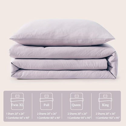 WRENSONGE Twin/Twin XL Comforter Set - 2 Pieces Lilac Comforter Prewashed Soft Lightweight for All Seasons,Fluffy Down Alternative Twin XL Comforter with 1 Pillow Sham