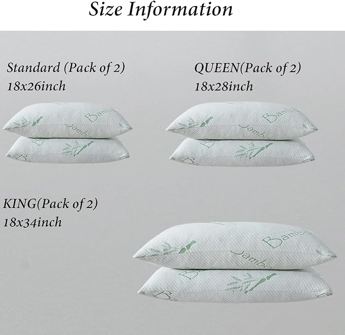 Single Memory Foam Pillows King Size Set of 1, Cooling Rayon Pillow with Breathable Cover, Bed Pillow for Sleeping 1 Pack, Firm Adjustable for Neck Support, Hotel Quality Rest Pillow 20" x 36"