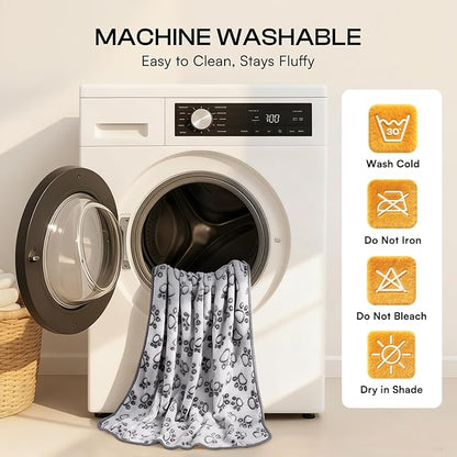 Luciphia Premium Soft Dog Blanket for Small Medium Large Dogs Washable 300GSM Fluffy Warm Fleece Puppy Cat Paw Print Pet Flannel Pcs2 Grey Paw XL(57"x40")
