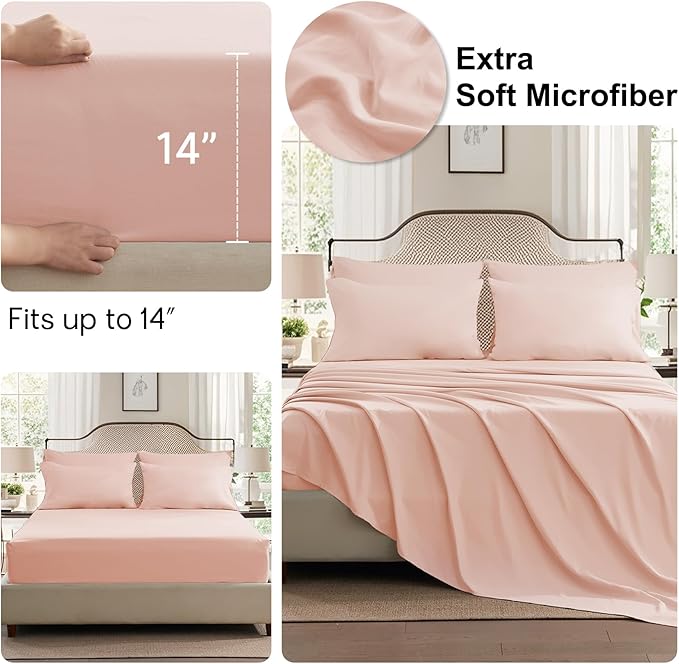 Anluoer Pink Twin Comforter Set 5 Pieces, Bed in a Bag with Sheets, All Season Bedding Sets with 1 Comforter, 1 Pillow Sham, 1 Pillowcase, 1 Flat Sheet, 1 Fitted Sheet