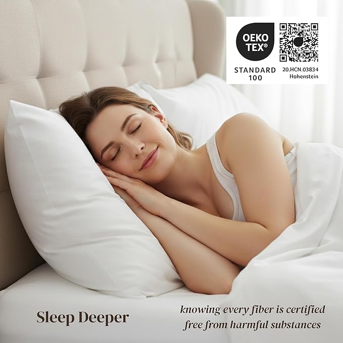 Beckham Hotel Collection 100% Cotton Pillow Cases King Size Set of 2, 500TC, Luxury Sateen Pillowcases, Open End, Breathable, Moisture-Wicking, Aqua Gray