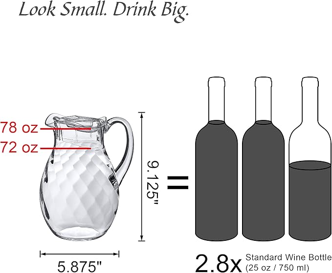 Amazing Abby - Bubbly Whirly - Plastic Pitcher (64 oz, 2 Quart), Clear Water Pitcher with Lid, Fridge Jug, BPA-Free, Shatter-Proof, Great for Iced Tea, Sangria, Lemonade, Juice, Milk, and More