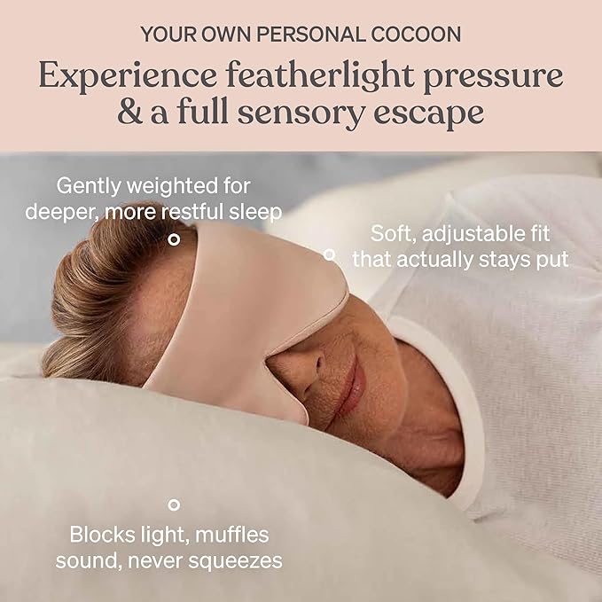 Baloo Silk Weighted Sleep Mask (Petal - 0.6 lb) | Light Blocking & Sound Muffling Eye Mask for Sleeping | Cool, Soft & Comforting