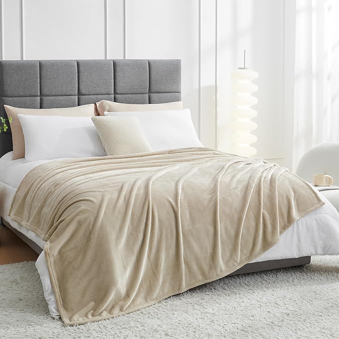 Hansleep Fleece Blanket Twin Size Taupe, Soft Cozy Twin Blanket, Fuzzy Flannel Blanket for Bed, Sofa, Couch, Travel, Camping, Taupe, 60x80 Inches