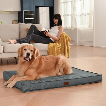 Outdoor Orthopedic Dog Bed for Medium Dogs & Cats, Waterproof Flat Pet Mat with Egg Crate Foam & Washable Removable Oxford Cover, 30x20 Inch, Grey