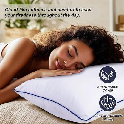 King Size Pillows Set of 4 Hotel Collection Bed Pillow for Sleeping King Pillows 4 Pack for Back, Stomach or Side Sleepers Soft and Supportive Washable Pillow for Bedroom