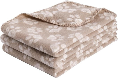 CAI TENG 3 Pack Pet Blankets for Small Dogs Dog Blanket 21x30 Inch Soft Pet Fleece Blanket Warm Puppy Essentials for Bed Cute Paw Printed Throw Dog Brown