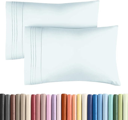 King Pillow Cases Set of 2 - Ultra Soft Hotel Quality Pillowcase Covers - Comfy, Cozy & Wrinkle Free - Shrinkage, Stain and Fade Resistant - Machine Washable Pillow Protectors - 2 Piece Set - Ice Blue