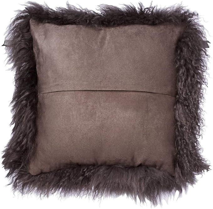 SARO LIFESTYLE Mongolian Lamb Fur Poly Filled Throw Pillow