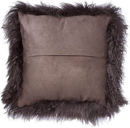 SARO LIFESTYLE Mongolian Lamb Fur Poly Filled Throw Pillow