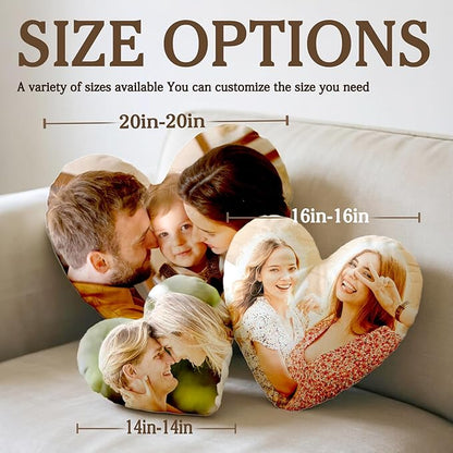 Custom Pillow with Picture & Text, Valentines Day Gifts for Boyfriend, 3D Personalized Head Face Pillows, Custom Stuffed Photo Pillow, Birthday Anniversary Funny Gift for Couple Friend Family (Heart)