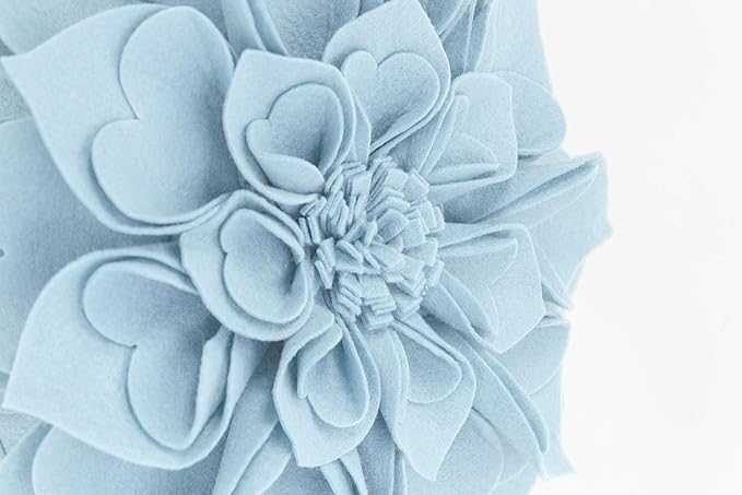 Fennco Styles Handmade 3D Heart-Shaped Petals Flower Decorative Filled Throw Pillow 13" Round - Aqua Floral Pillow for Couch, Home Décor and Holiday, Housewarming Gift