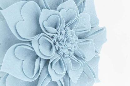 Fennco Styles Handmade 3D Heart-Shaped Petals Flower Decorative Filled Throw Pillow 13" Round - Aqua Floral Pillow for Couch, Home Décor and Holiday, Housewarming Gift