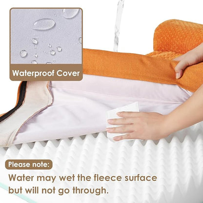 EHEYCIGA Orthopedic Dog Bed Medium Size Dogs, Memory Foam Dog Bed with Washable Removable Cover, Waterproof Pet Sofa Couch for Crate with Nonskid Bottom, 30x20x6, Pumpkin