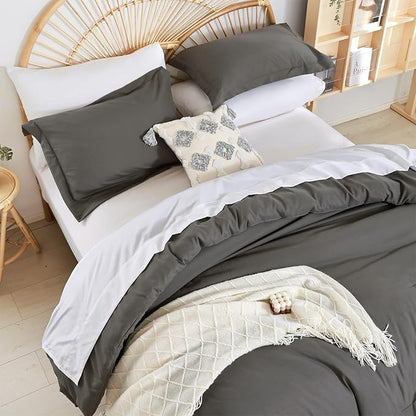weigelia Full Size Comforter Set 7 Pieces Dark Grey Full Bed Set Full Comforter Set Soft Boho Bedding Set with Sheets, Pillowcases & Pillow Shams for Women and Men