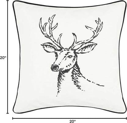 Eddie Bauer - Throw Pillow with Zipper Closure, Perfect Luxurious Bedding Set for Bed or Sofa (Morning Stag Black, 20" x 20")