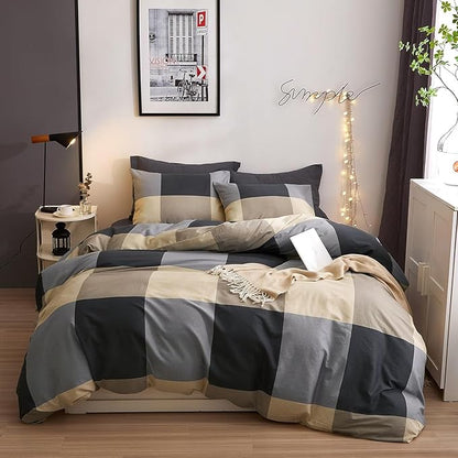 HighBuy Full Size Comforter Set Plaid Gingham Bedding Comforter Set with Matching Shams Boys Men Modern Grid Pattern Checkered Home Decor Comforter Sets Full Size for All Seasons
