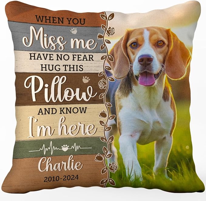Pawfect House Custom Photo Hug This Pillow and Feel Me Here, Personalized Pet Memorial Throw Pillow (Insert Included), Pet Memorial Gifts for Dogs, Cat Remembrance Gifts, Dog Loss Sympathy Gift