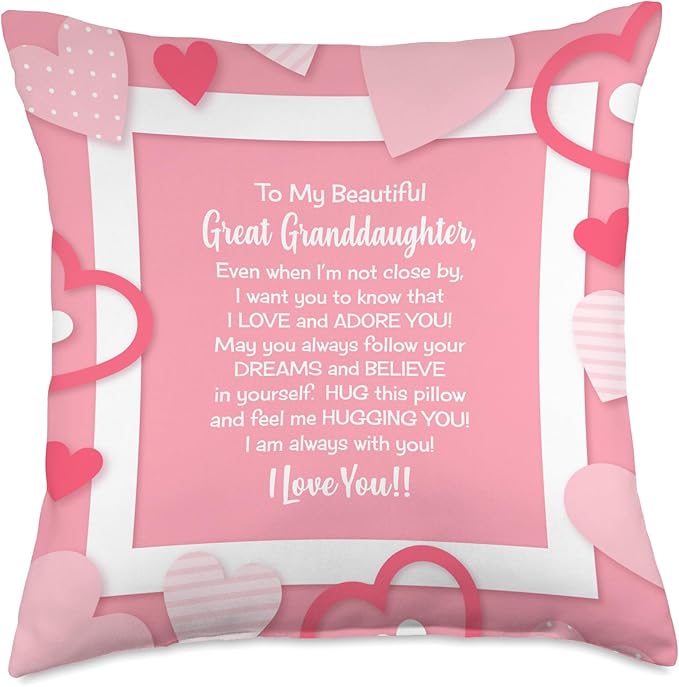 Great Granddaughter gifts from Grandparent pink love hugs Throw Pillow