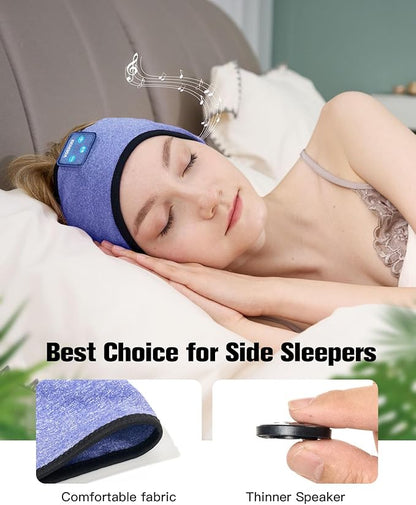 Voerou Sleep Headphones Wireless Bluetooth Sweatproof Headband, Sleeping Headphones with Ultra-Thin Stereo Speakers for Side Sleepers, Sleeping, Workout, Running, Yoga, Air Travel, Meditation