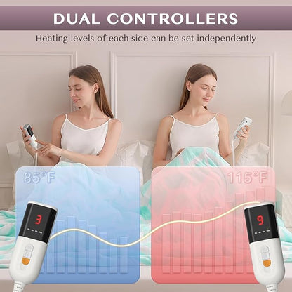 VENTIMI Electric Blanket Queen Size, 84" x 90" Heated Blanket with 9 Heat Levels & 2-4-8-10 Hours Auto Off, Fast Heating Blanket with ETL & FCC Certification, Green