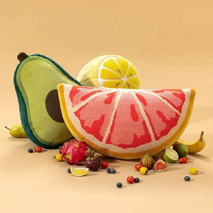 Phantoscope Fruit Shaped Pillows Series Grapefruit Shaped Throw Pillow, Fun Home Decor of Fruit Themed Shaped Cushions, Decorative Shaped Pillow for Couch Bed, Pink and Yellow, 19.5 x10 inches
