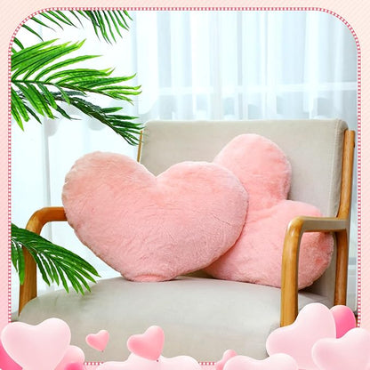 Suzile 6 Pcs Valentine‘s Day Plush Heart Shaped Pillow Fluffy Cute Heart Throw Pillows 18 x 14 Inch Decorative Back Cushions Decoration for Bed Sofa Dining Cars Women