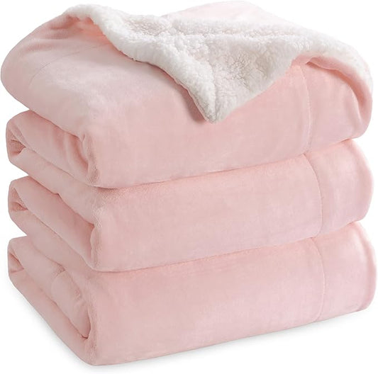 Bedsure GentleSoft Sherpa Fleece Blankets King Size for Bed - Thick and Warm Throw for Women and Girls, Soft Fuzzy Plush King Blanket for Winter, Room Home Decor, Non-Heated, Pink, 108x90 Inches
