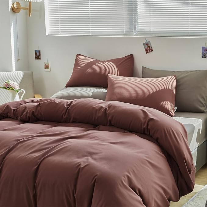 CLOTHKNOW Brick Red Comforter Set Twin/Twin XL Rust Red Bedding Comforter Sets Boys Girls Red Bedding Sets Dark Rust Bed Comforter Sets