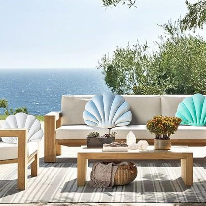 YRXRUS Seashell Pillow, Light Blue Shell Shaped Pillow, Outdoor Indoor Room Decor, Ocean Series Velvet Pillows, Throw Pillows for Patio, Bedroom Living Kids Room 3D Insert Pillow 18x13 Inch
