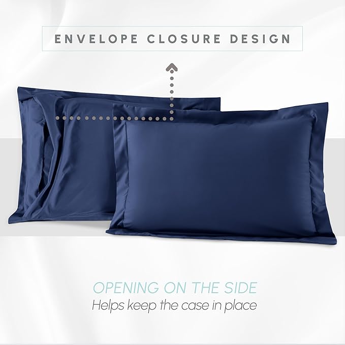 Elegant Comfort 3-Piece Box Stitched Down Alternative Comforter with Shams - Ultra Soft for All Season Duvet Insert with Corner Tabs, Plush Cozy 3PC Comforter Set, Twin, Navy Blue