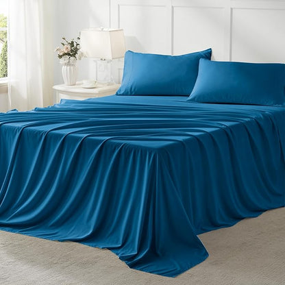 Anluoer Twin Comforter Set 5 Piece, Teal Bed in a Bag with Sheets, Comforters Twin Size Bedding Sets with 1 Comforter, 1 Pillow Shams, 1 Pillowcases, 1 Flat Sheet,1 Fitted Sheet
